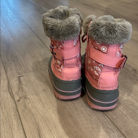 Pink and Gray Snow Boots with Fur Trim - Picture 5 of 6